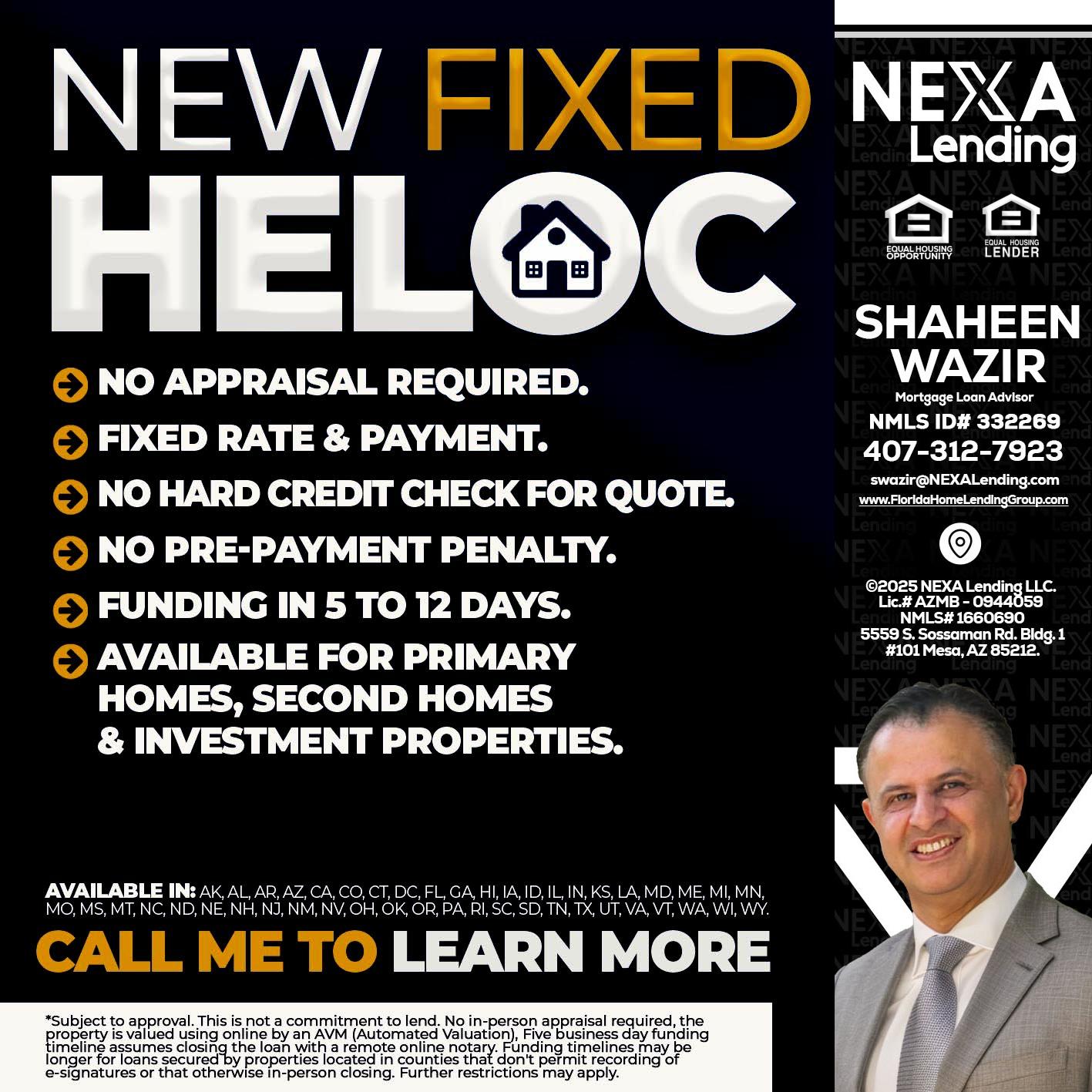 HELOC - Shaheen Wazir -Mortgage Loan Advisor
